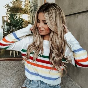 Rainbow striped sweater